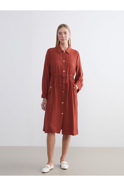 LC Waikiki Lcw Grace Brown Shirt Collar Women's Ferace