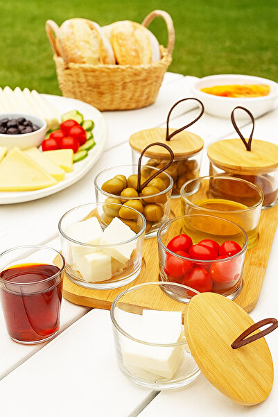 Home Briora 6-Piece Glass Breakfast Set with Bamboo Lid and Stand