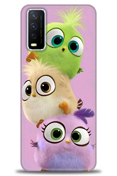 Rulet Aksesuar جراب سيليكون متوافق مع هاتف Vivo Y20 HD مطبوع + واقي شاشة سيرا...