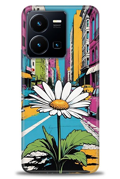 Rulet Aksesuar جراب سيليكون متوافق مع هاتف Vivo Y22S HD مطبوع + واقي شاشة سير...