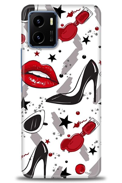 Rulet Aksesuar جراب سيليكون متوافق مع هاتف Vivo Y15S HD مطبوع + واقي شاشة سير...