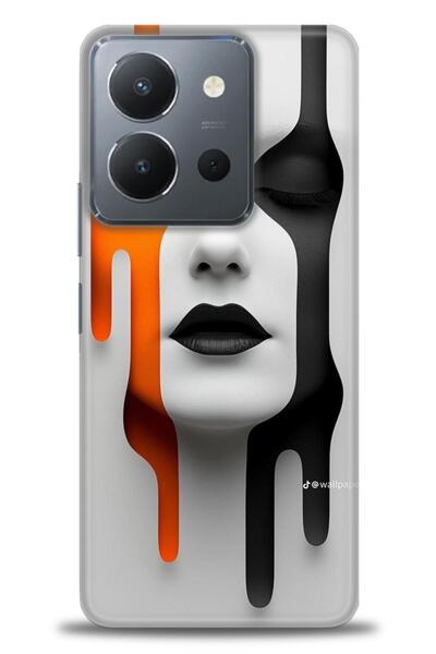 Rulet Aksesuar جراب سيليكون متوافق مع هاتف Vivo Y36 HD مطبوع + واقي شاشة سيرا...