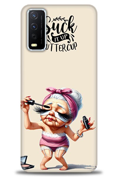 Rulet Aksesuar جراب سيليكون متوافق مع هاتف Vivo Y20S HD مطبوع + واقي شاشة سير...