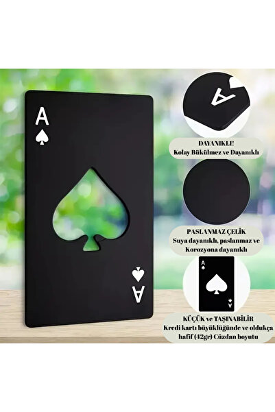 BGSignature Black Card-Shaped Metal Bottle Opener – Portable, Durable & Stylish Design - Ace of Spades Card Opener