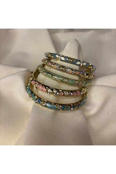 Xui Trend Model Mineli Renkli Taşlı Kelepçe Bileklik- Bilezik