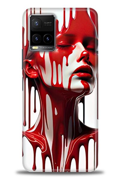 Rulet Aksesuar جراب سيليكون متوافق مع هاتف Vivo Y21 HD مطبوع + واقي شاشة سيرا...