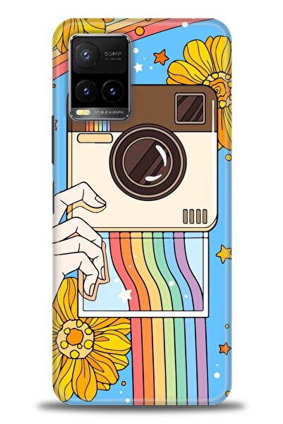 Rulet Aksesuar جراب سيليكون متوافق مع هاتف Vivo Y21S HD مطبوع + واقي شاشة سير...