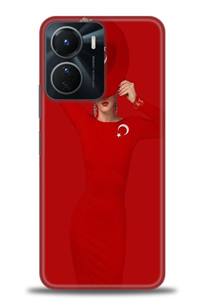 Rulet Aksesuar جراب سيليكون متوافق مع هاتف Vivo Y16 HD مطبوع + واقي شاشة سيرا...