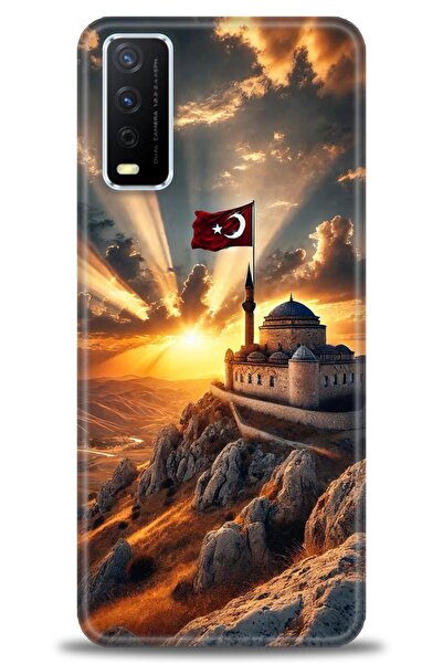 Rulet Aksesuar جراب سيليكون متوافق مع هاتف Vivo Y20S HD مطبوع + واقي شاشة سير...