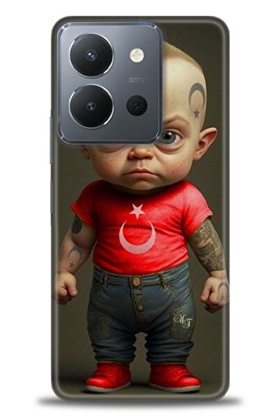 Rulet Aksesuar جراب سيليكون متوافق مع هاتف Vivo Y36 HD مطبوع + واقي شاشة سيرا...