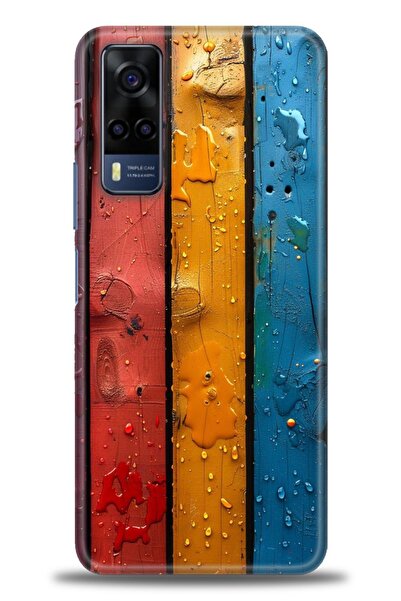 Rulet Aksesuar جراب سيليكون متوافق مع هاتف Vivo Y53S HD مطبوع + واقي شاشة سير...