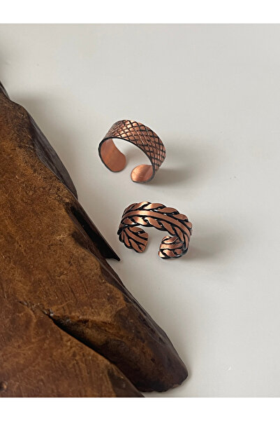 Rupen Kraft 100% copper handmade 2-piece design unisex copper ring adjustable...
