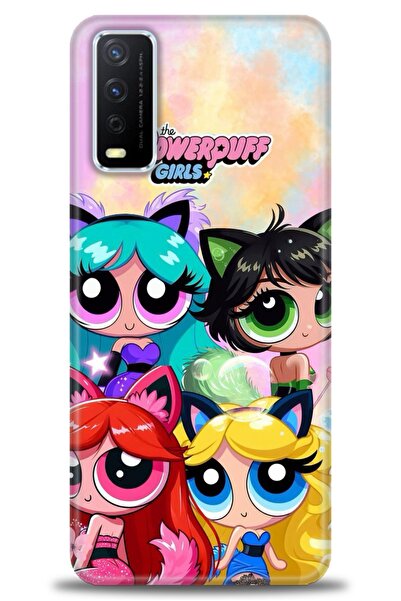 Rulet Aksesuar جراب سيليكون متوافق مع هاتف Vivo Y20S HD مطبوع + واقي شاشة سير...