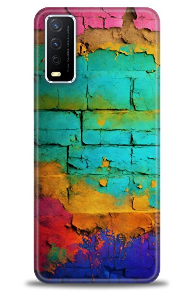 Rulet Aksesuar جراب سيليكون متوافق مع هاتف Vivo Y20 HD مطبوع + واقي شاشة سيرا...