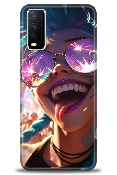 Rulet Aksesuar جراب سيليكون متوافق مع هاتف Vivo Y11S HD مطبوع + واقي شاشة سير...