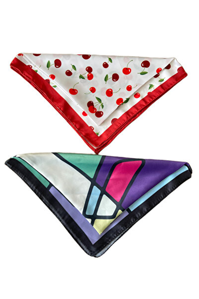 Rupen Kraft 2-piece satin bandana set - satin scarf & satin bag accessory - custom pattern bandana 45x50 cm