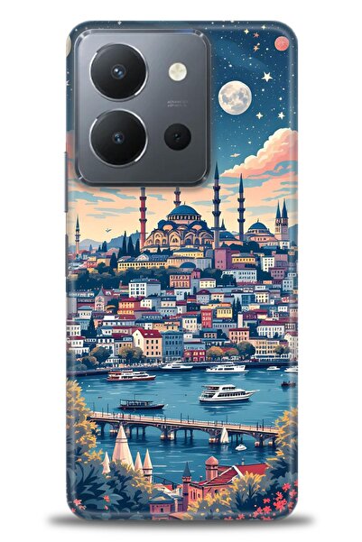 Rulet Aksesuar جراب سيليكون متوافق مع هاتف Vivo Y36 HD مطبوع + واقي شاشة سيرا...