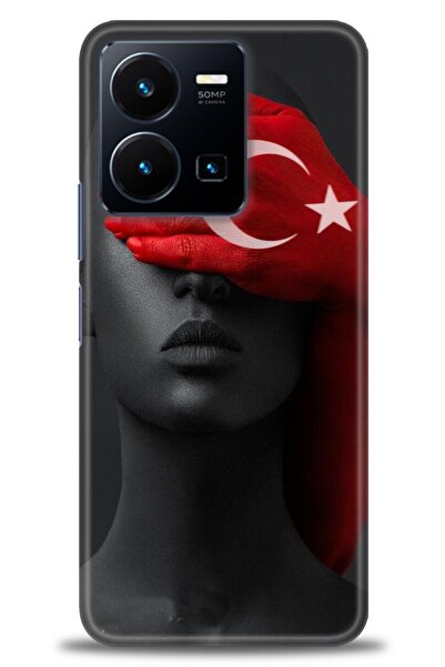 Rulet Aksesuar جراب سيليكون متوافق مع هاتف Vivo Y22S HD مطبوع + واقي شاشة سير...