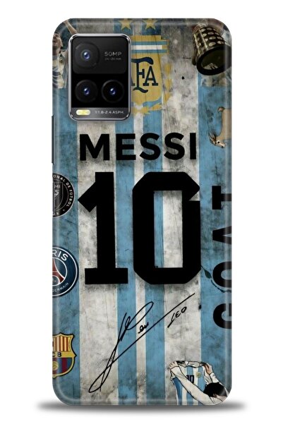 Rulet Aksesuar جراب سيليكون متوافق مع هاتف Vivo Y21 HD مطبوع + واقي شاشة سيرا...