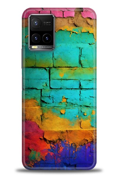 Rulet Aksesuar جراب سيليكون متوافق مع هاتف Vivo Y21S HD مطبوع + واقي شاشة سير...