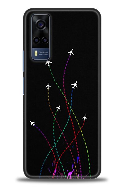 Rulet Aksesuar جراب سيليكون متوافق مع هاتف Vivo Y53S HD مطبوع + واقي شاشة سير...