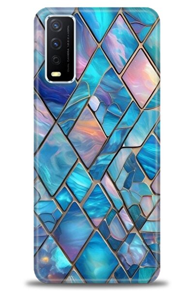 Rulet Aksesuar جراب سيليكون متوافق مع هاتف Vivo Y20S HD مطبوع + واقي شاشة سير...