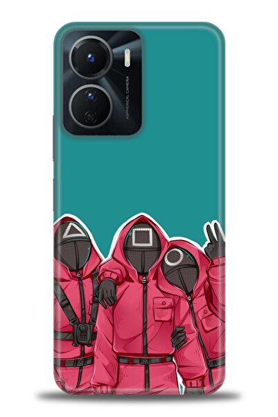 Rulet Aksesuar جراب سيليكون متوافق مع هاتف Vivo Y16 HD مطبوع + واقي شاشة سيرا...