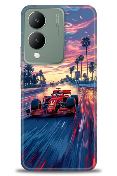 Rulet Aksesuar جراب سيليكون متوافق مع هاتف Vivo Y17S HD مطبوع + واقي شاشة سير...