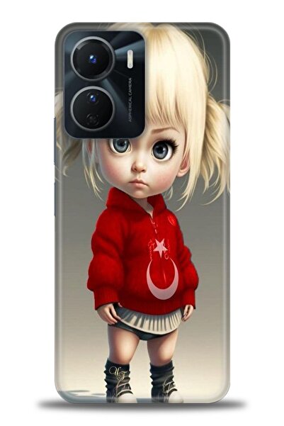 Rulet Aksesuar جراب سيليكون متوافق مع هاتف Vivo Y16 HD مطبوع + واقي شاشة سيرا...