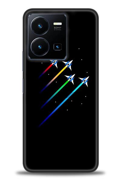 Rulet Aksesuar جراب سيليكون متوافق مع هاتف Vivo Y35 HD مطبوع + واقي شاشة سيرا...