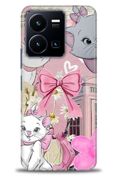 Rulet Aksesuar جراب سيليكون متوافق مع هاتف Vivo Y22S HD مطبوع + واقي شاشة سير...