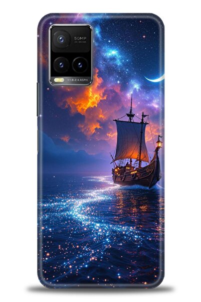 Rulet Aksesuar جراب سيليكون متوافق مع هاتف Vivo Y21S HD مطبوع + واقي شاشة سير...