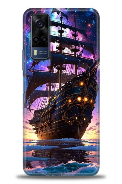 Rulet Aksesuar جراب سيليكون متوافق مع هاتف Vivo Y53S HD مطبوع + واقي شاشة سير...