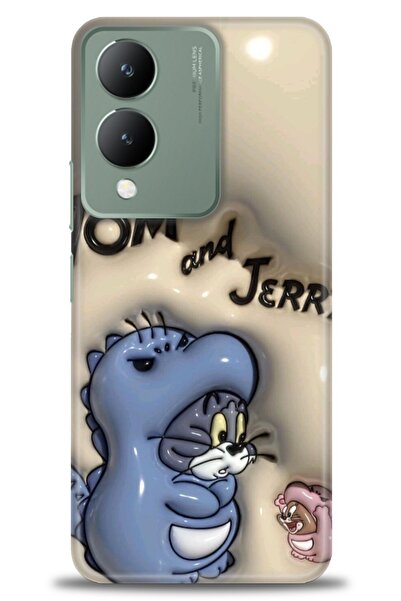 Rulet Aksesuar جراب سيليكون متوافق مع هاتف Vivo Y17S HD مطبوع + واقي شاشة سير...