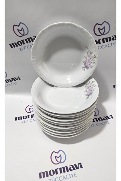 Porland PORSELEN BUKET 12 ADET 16 CM KÜÇÜK ÇUKUR YEMEK TABAK (1 AD NAPOLİ BIÇAK HEDİYELİ)