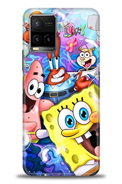 Rulet Aksesuar جراب سيليكون متوافق مع هاتف Vivo Y33S HD مطبوع + واقي شاشة سير...