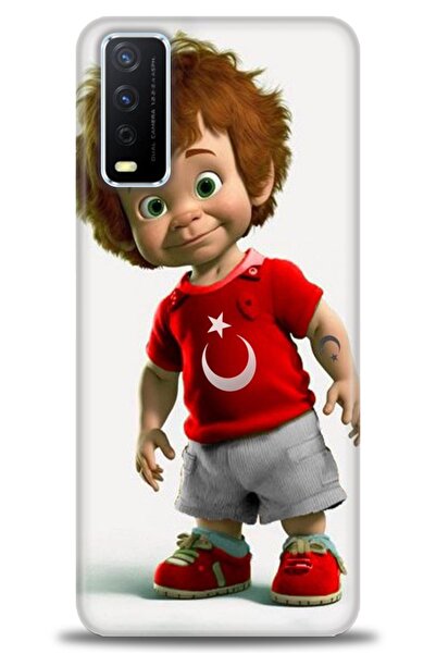 Rulet Aksesuar جراب سيليكون متوافق مع هاتف Vivo Y20 HD مطبوع + واقي شاشة سيرا...