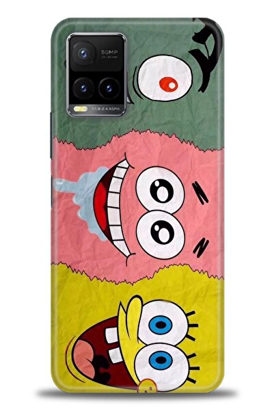 Rulet Aksesuar جراب سيليكون متوافق مع هاتف Vivo Y33S HD مطبوع + واقي شاشة سير...