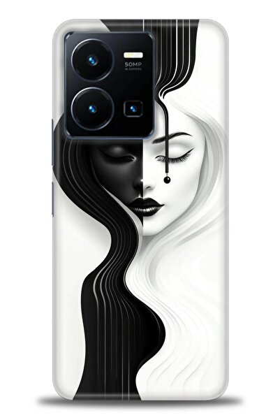 Rulet Aksesuar جراب سيليكون متوافق مع هاتف Vivo Y35 HD مطبوع + واقي شاشة سيرا...