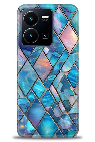 Rulet Aksesuar جراب سيليكون متوافق مع هاتف Vivo Y22S HD مطبوع + واقي شاشة سير...