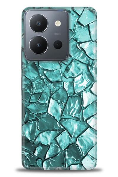 Rulet Aksesuar جراب سيليكون متوافق مع هاتف Vivo Y36 HD مطبوع + واقي شاشة سيرا...