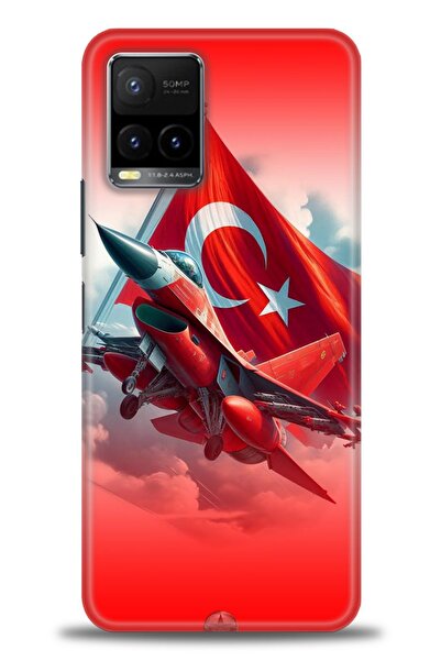 Rulet Aksesuar جراب سيليكون متوافق مع هاتف Vivo Y21S HD مطبوع + واقي شاشة سير...