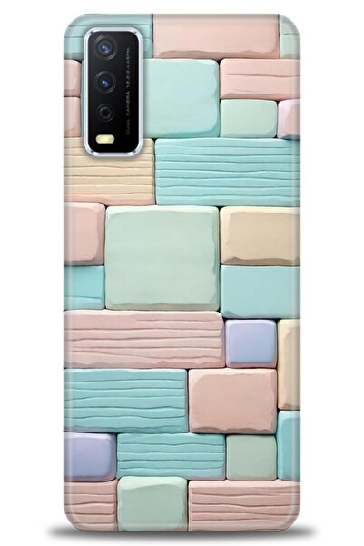 Rulet Aksesuar جراب سيليكون متوافق مع هاتف Vivo Y20 HD مطبوع + واقي شاشة سيرا...