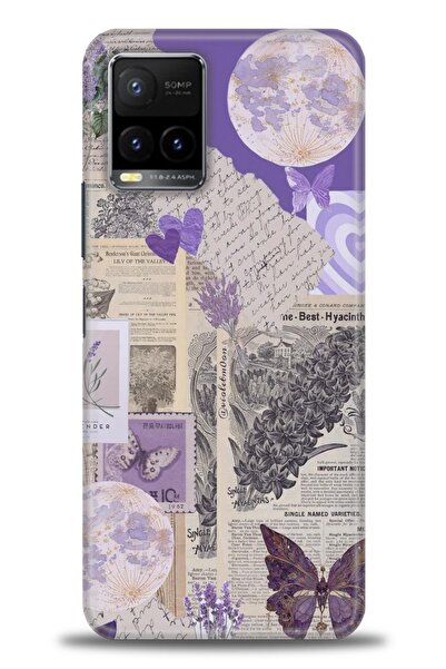 Rulet Aksesuar جراب سيليكون متوافق مع هاتف Vivo Y33S HD مطبوع + واقي شاشة سير...