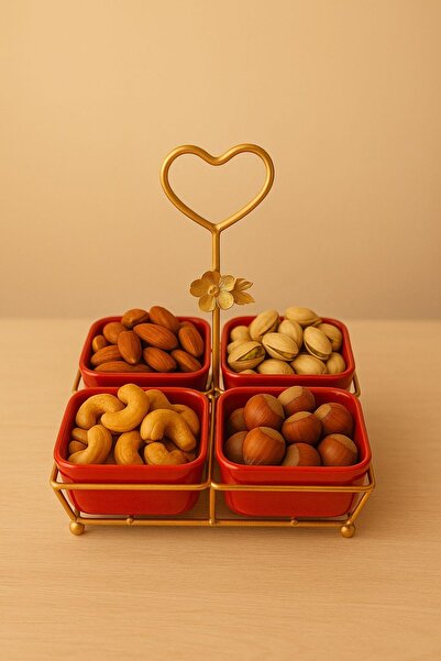 ALMASA Pink quadruple nuts and sweets carrier