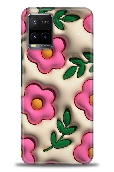 Rulet Aksesuar جراب سيليكون متوافق مع هاتف Vivo Y32 HD مطبوع + واقي شاشة سيرا...