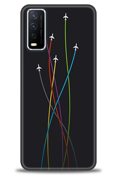 Rulet Aksesuar جراب سيليكون متوافق مع هاتف Vivo Y20S HD مطبوع + واقي شاشة سير...