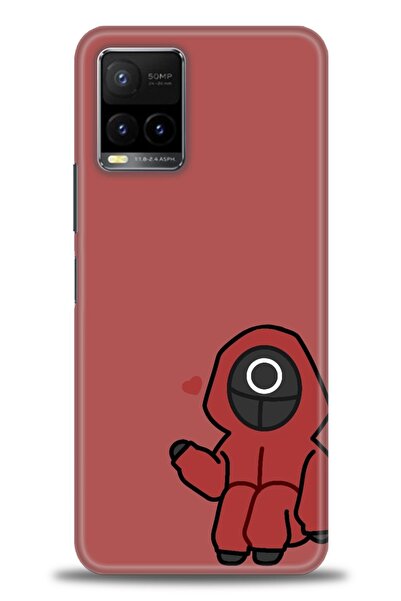 Rulet Aksesuar جراب سيليكون متوافق مع هاتف Vivo Y21S HD مطبوع + واقي شاشة سير...