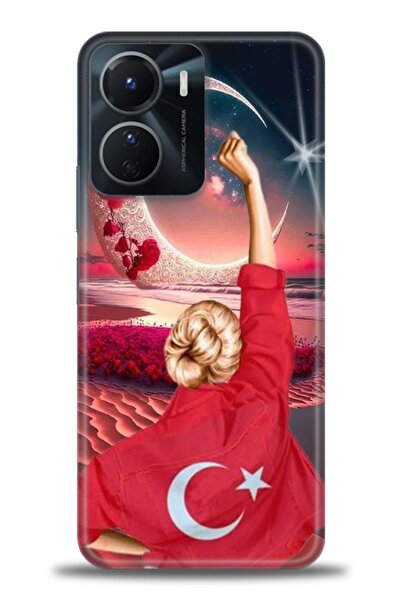 Rulet Aksesuar جراب سيليكون متوافق مع هاتف Vivo Y16 HD مطبوع + واقي شاشة سيرا...