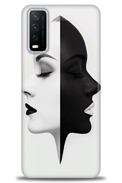 Rulet Aksesuar جراب سيليكون متوافق مع هاتف Vivo Y20S HD مطبوع + واقي شاشة سير...